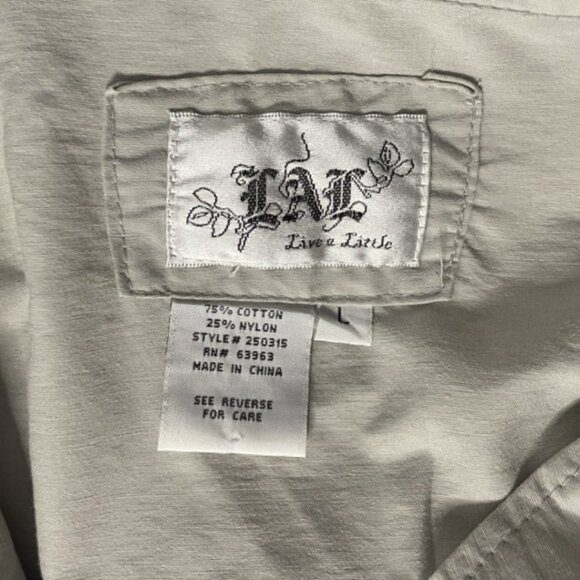 Live a Little Large Khaki Tan Stylish Coat Jacket Cotton Blend Peplum Detail - Picture 8 of 11